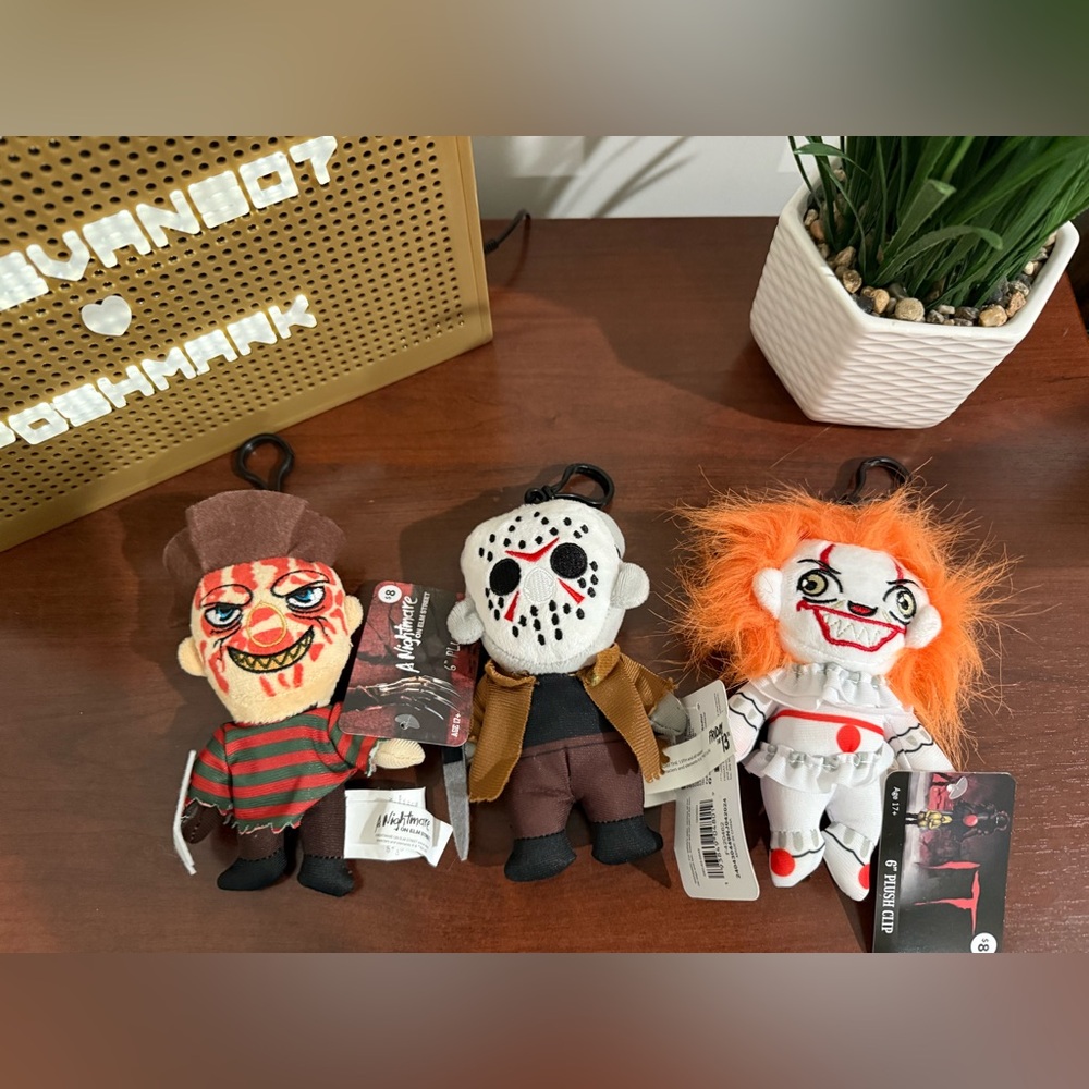 New Freddy Krueger, Jason and Pennywise 8 inch Plush Keychains